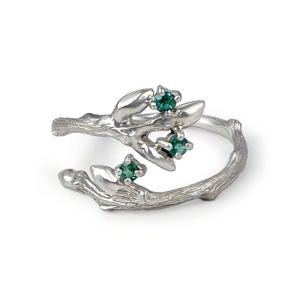 Willow Crossover Ring with Emeralds
