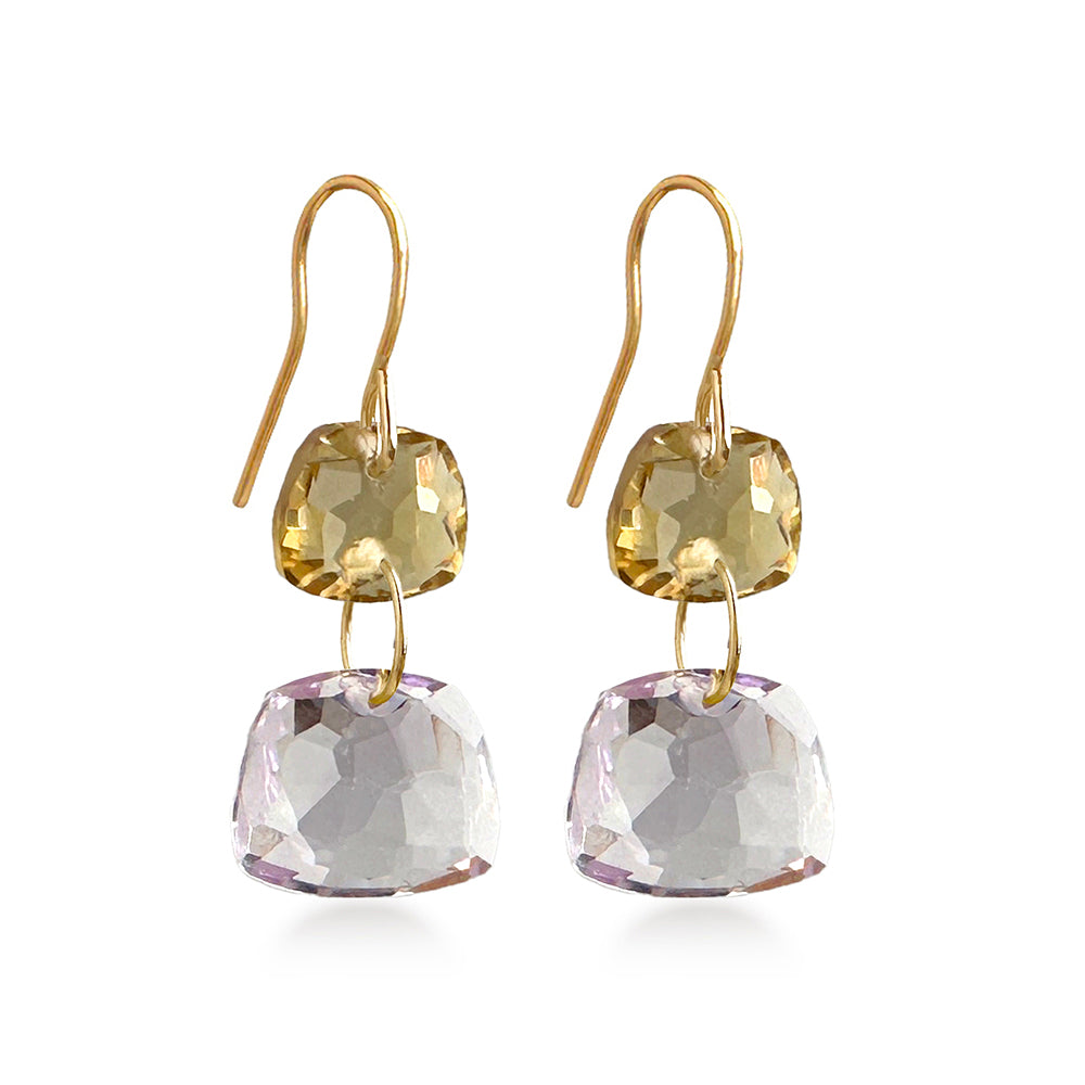 Statement Earrings with Amethyst and Citrine