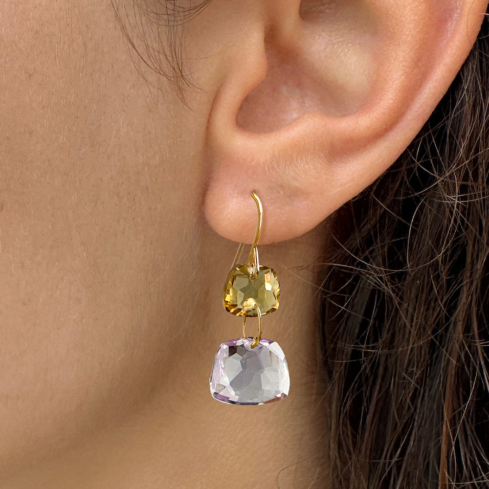 Statement Earrings with Amethyst and Citrine