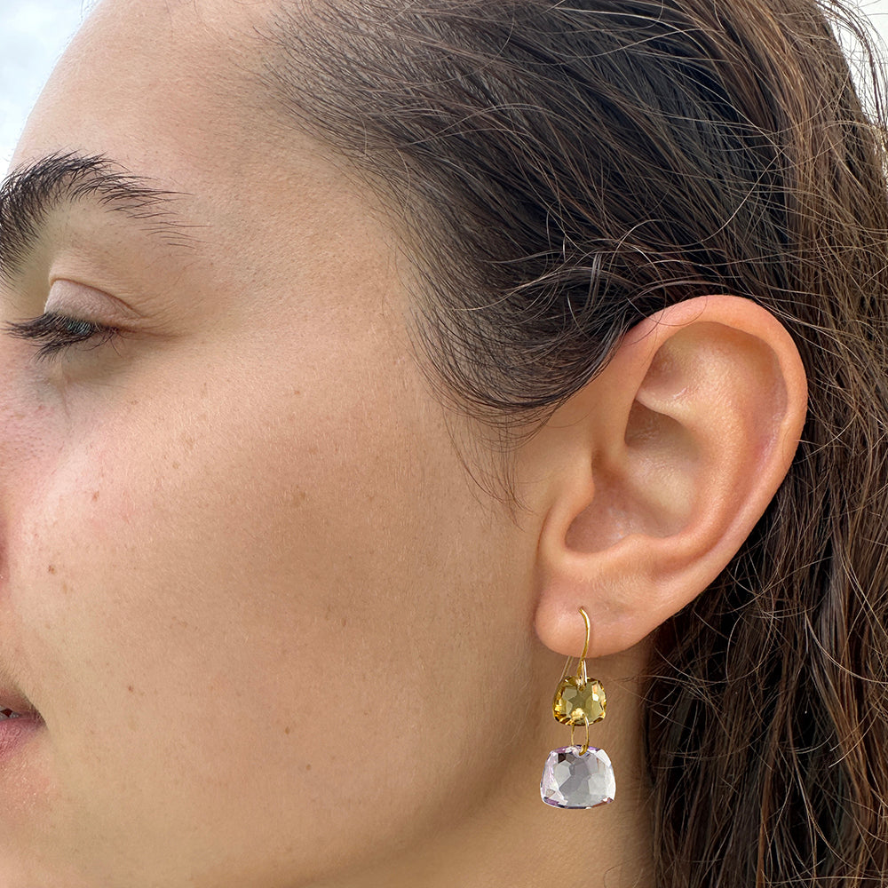 Statement Earrings with Amethyst and Citrine