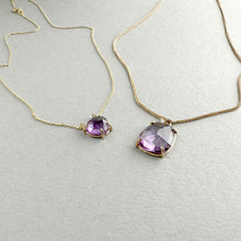 Load image into Gallery viewer, Rose Cut Pendant Necklace with Amethyst in Yellow Gold
