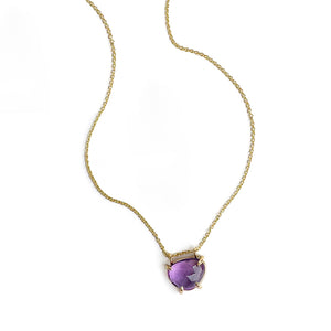 Rose Cut Slider Necklace with Amethyst in Yellow Gold