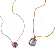 Load image into Gallery viewer, Rose Cut Slider Necklace with Amethyst in Yellow Gold
