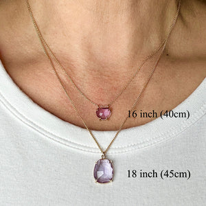 Rose Cut Slider Necklace with Amethyst in Yellow Gold