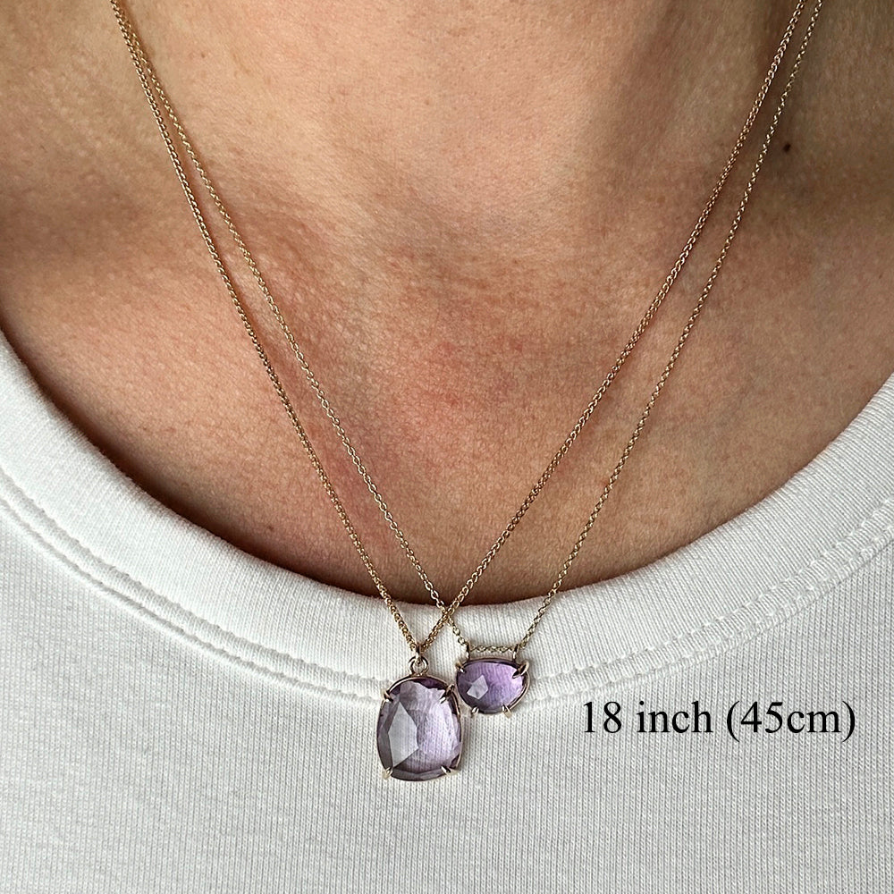 Rose Cut Slider Necklace with Amethyst in Yellow Gold