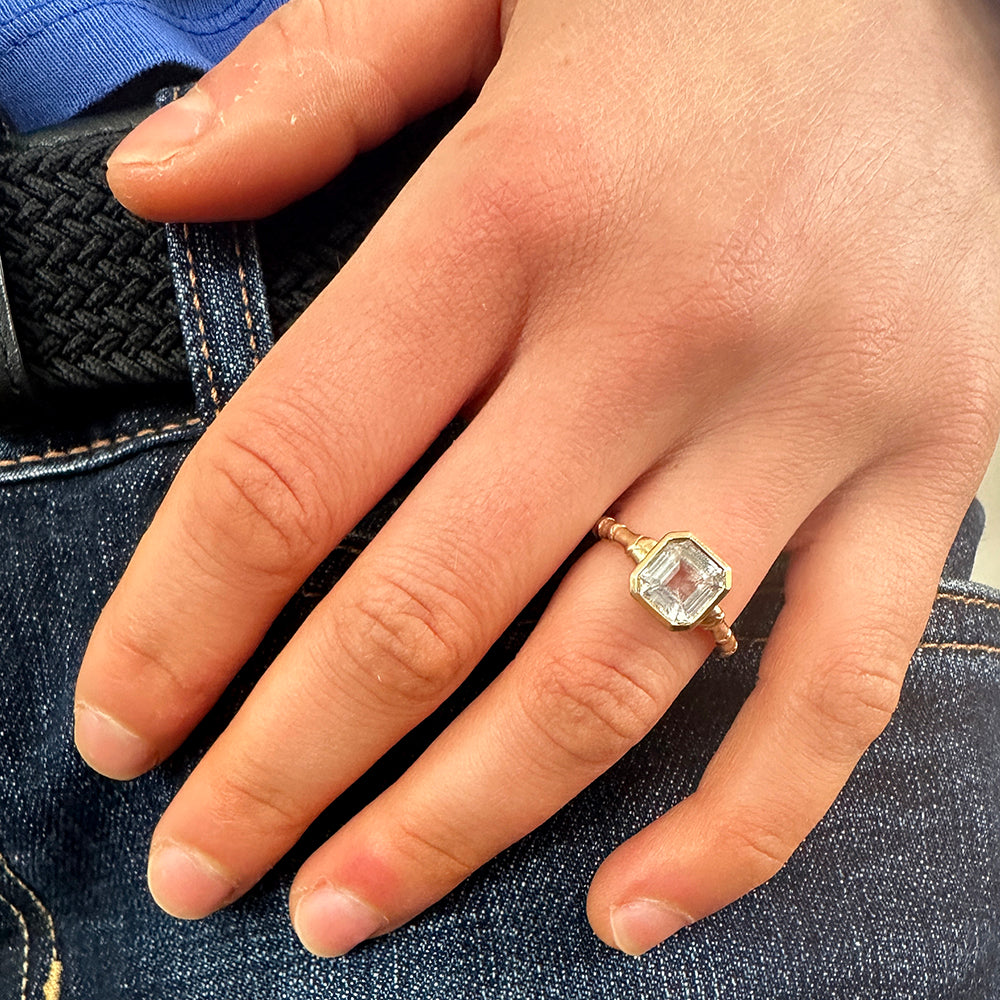 Hebe Twig Ring with Octagon White Sapphire