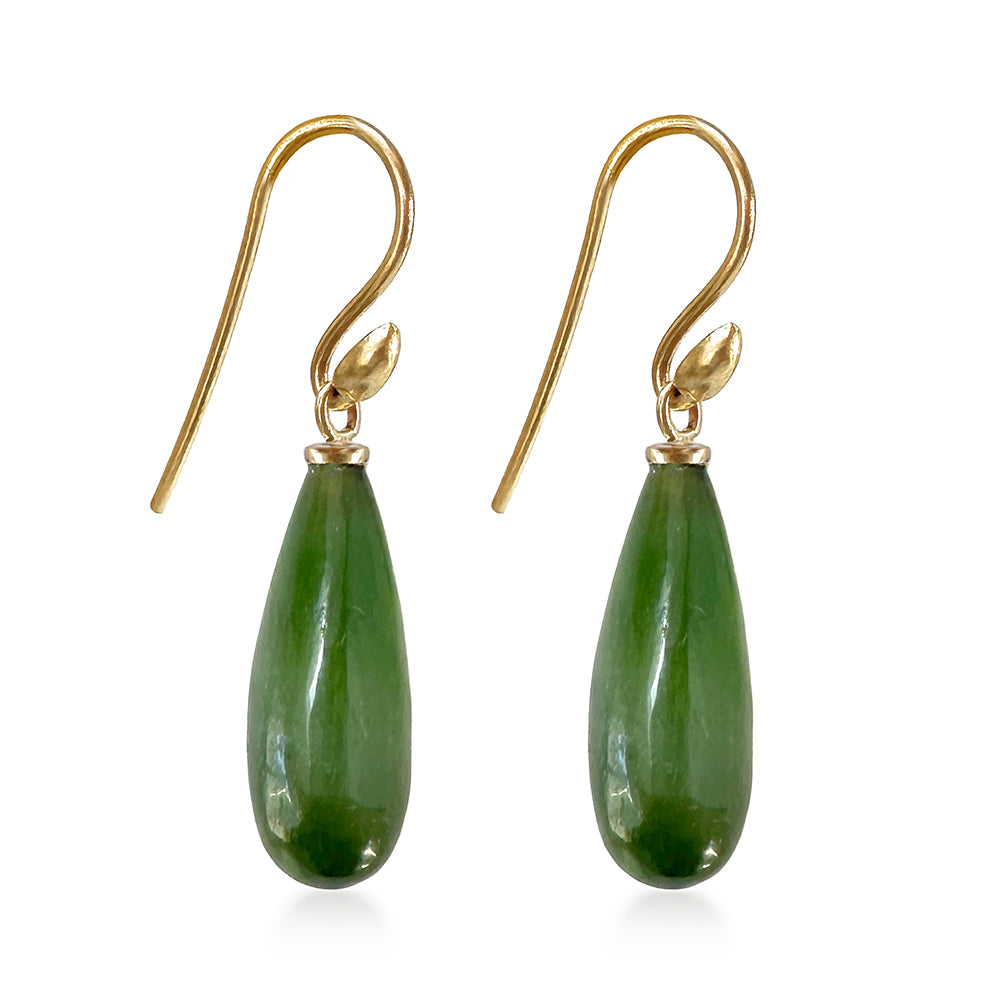 Willow Bud Drop Earrings with Nephrite