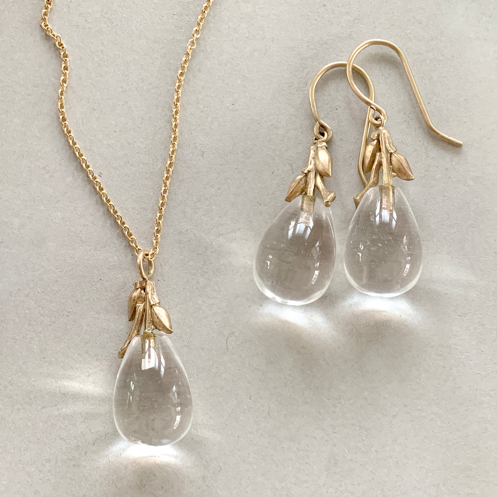 Willow Twig Drop Earrings in Solid Gold