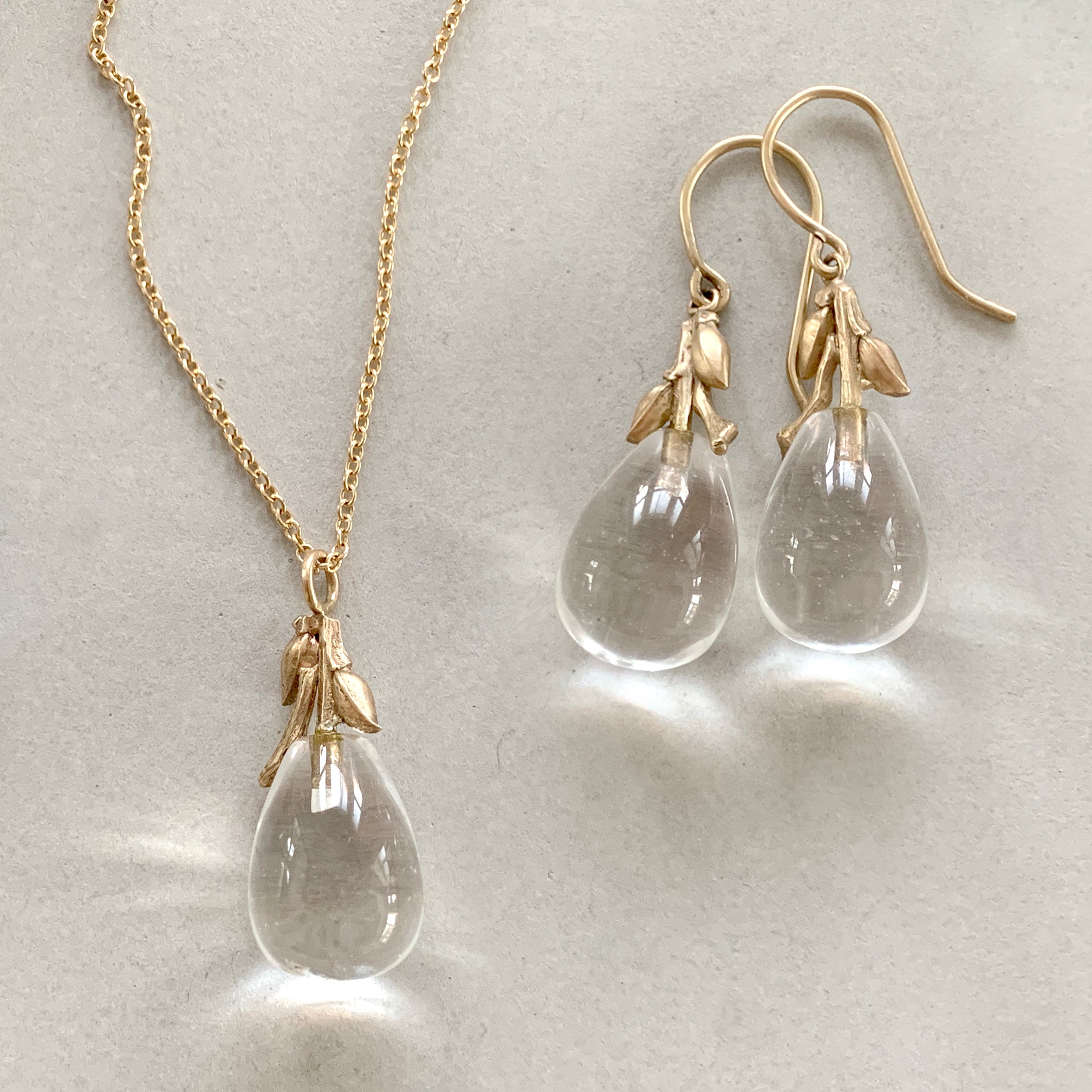 Willow Twig Drop Earrings in Solid Gold