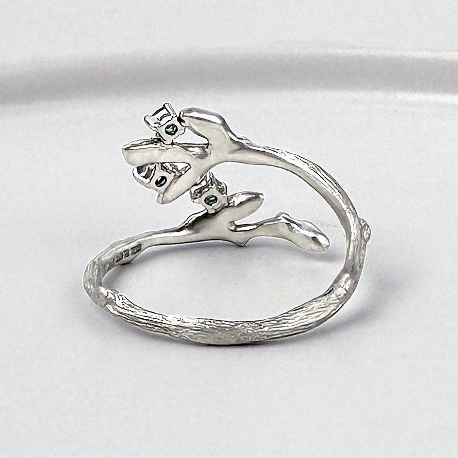 Willow Crossover Ring with Emeralds