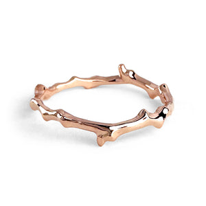 Twig Band Stacking Ring or Wedding Ring in silver or gold plated silver