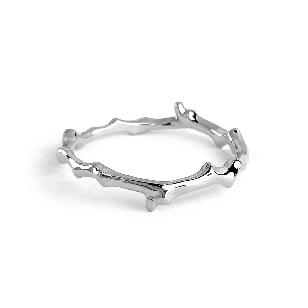 Twig Band Stacking Ring or Wedding Ring in silver or gold plated silver