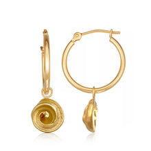Load image into Gallery viewer, Paradiso Shell Swirl Pendant Earrings with Hinged Creole Hoops
