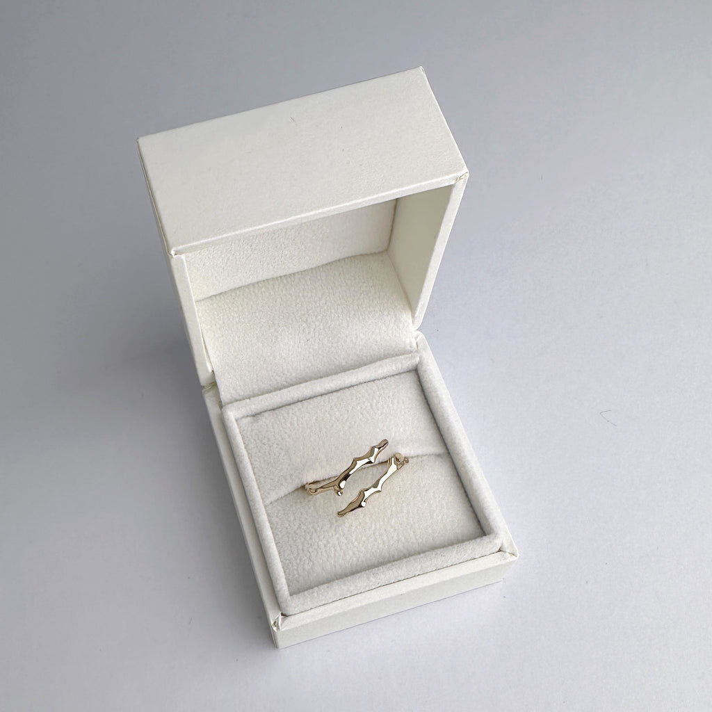 Cherry Twig Ring with Teal Scattered Gemstones