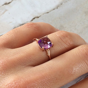 Twig Statement Ring in 9 carat gold with Cushion Cut London Blue Topaz