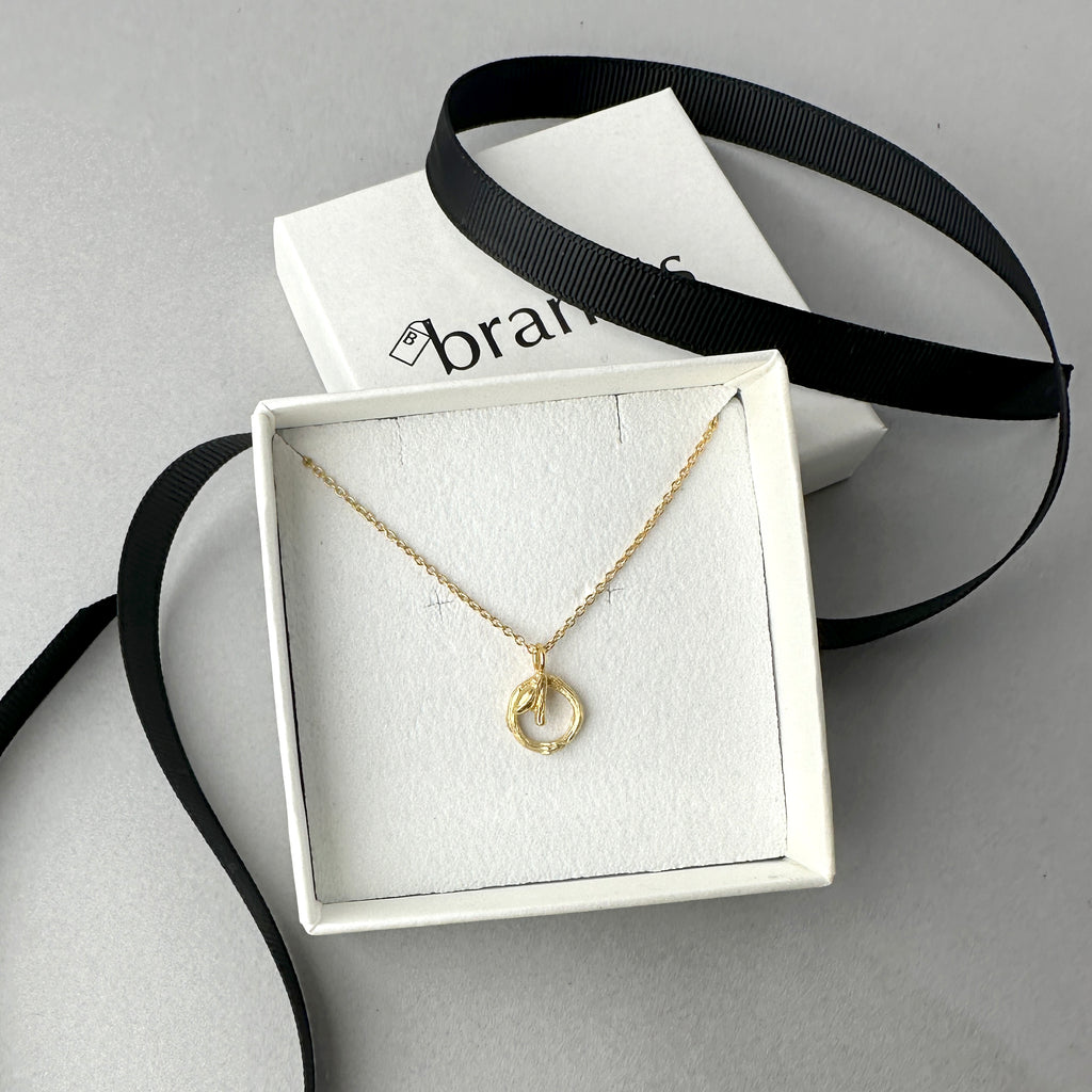 Willow Twig Necklace with Circle Charm