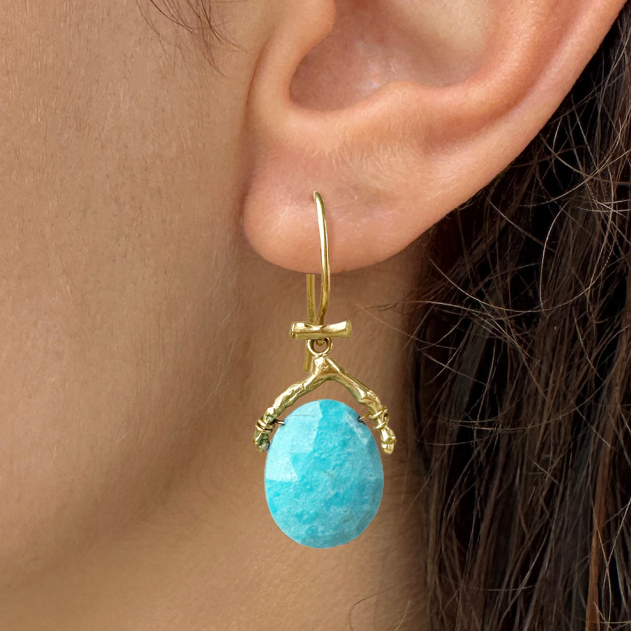 Twig Drop Earrings with Arizona Turquoise