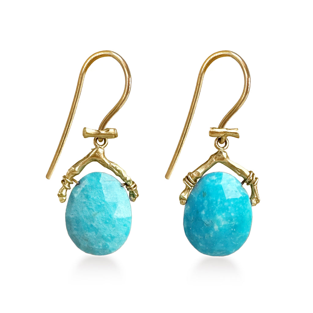 Twig Drop Earrings with Arizona Turquoise