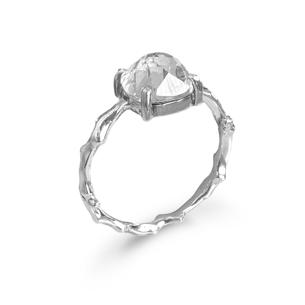 Twig Engagement Ring Twig Ring in 9 carat gold with Cushion Cut White Topaz