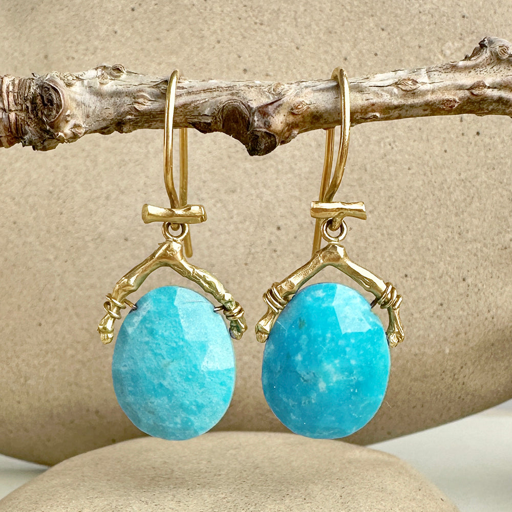 Twig Drop Earrings with Arizona Turquoise