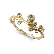 Load image into Gallery viewer, Cherry Twig Ring with Teal Scattered Gemstones
