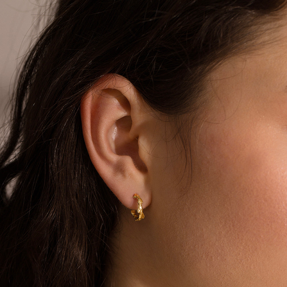 Conifer Leaf Hoop Earrings