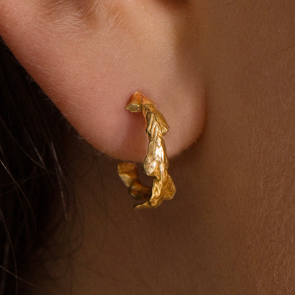 Conifer Leaf Hoop Earrings