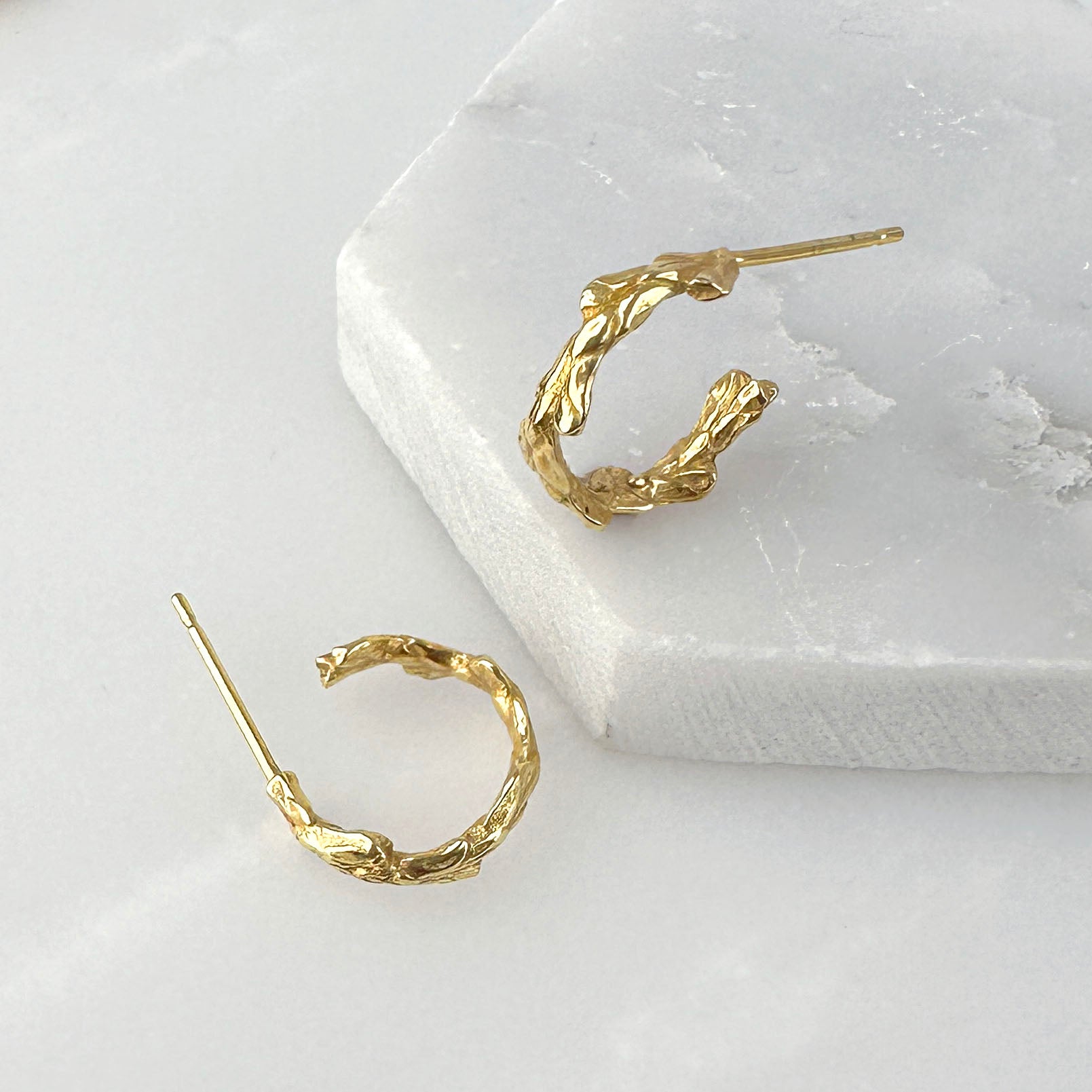 Conifer Leaf Hoop Earrings