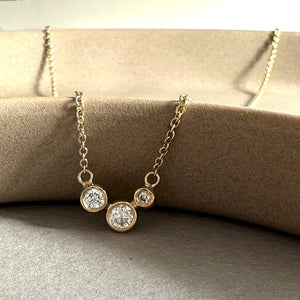 Molten Gold Necklace - Trio of Golden Orbs Set with Birthstones
