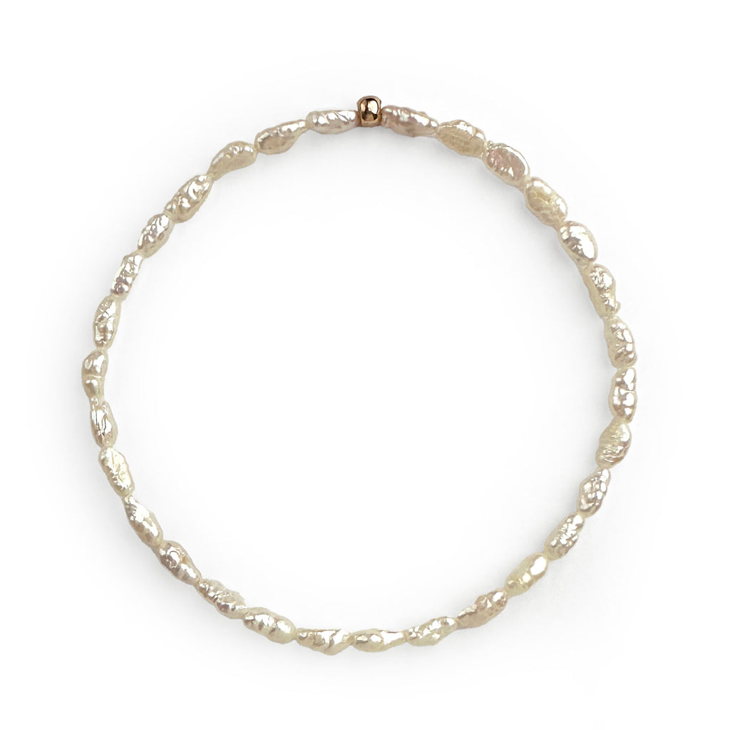 Stretch Bracelet with Freshwater Pearls Organic Rice Beads