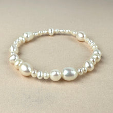 Load image into Gallery viewer, Gemstone Beaded Stretch Bracelet Freshwater Pearls in mixed sizes and shapes
