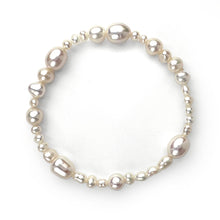 Load image into Gallery viewer, Gemstone Beaded Stretch Bracelet Freshwater Pearls in mixed sizes and shapes
