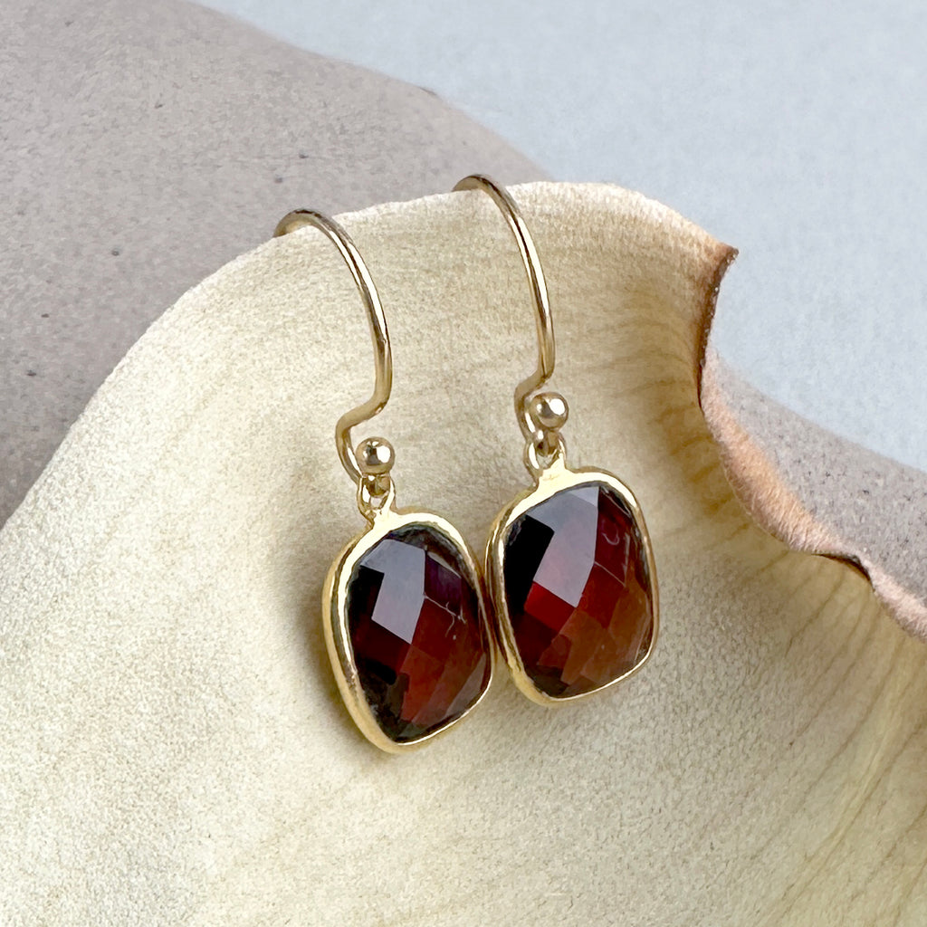 January Birthstone Garnet Drop Earrings