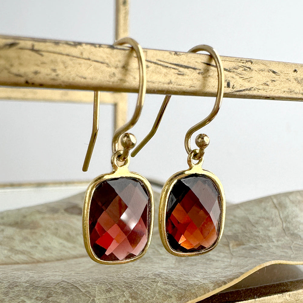 January Birthstone Garnet Drop Earrings