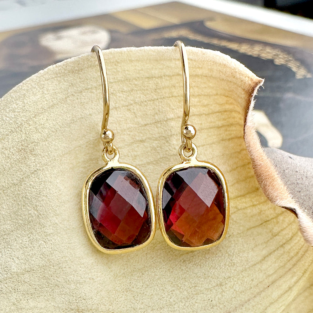 January Birthstone Garnet Drop Earrings