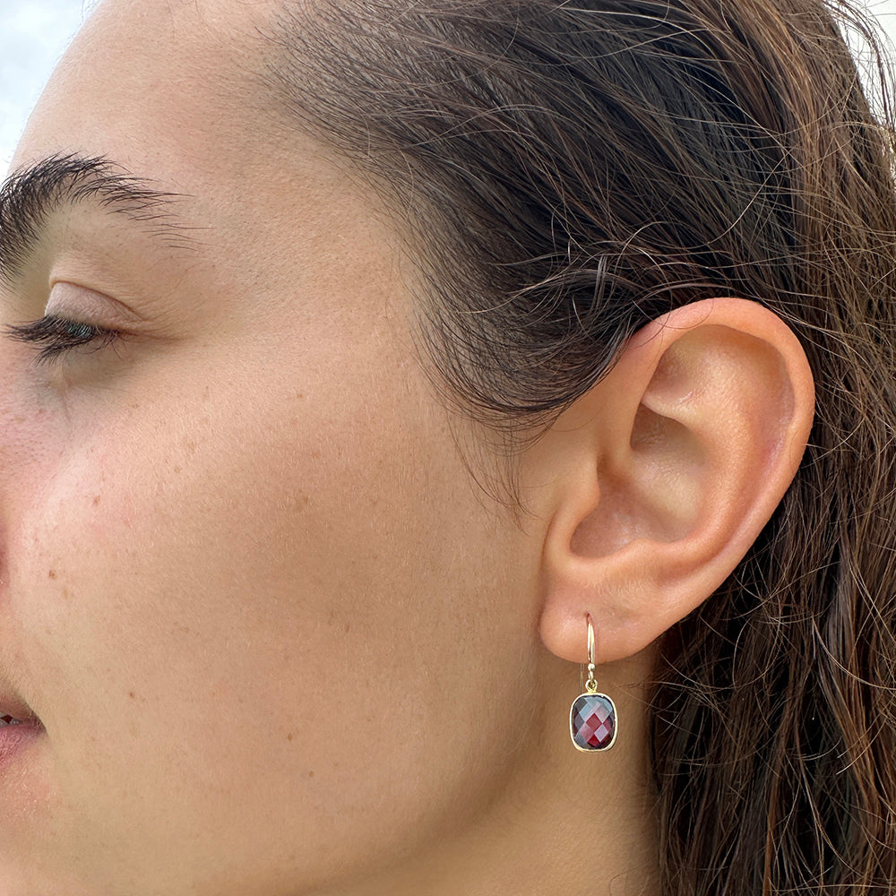January Birthstone Garnet Drop Earrings