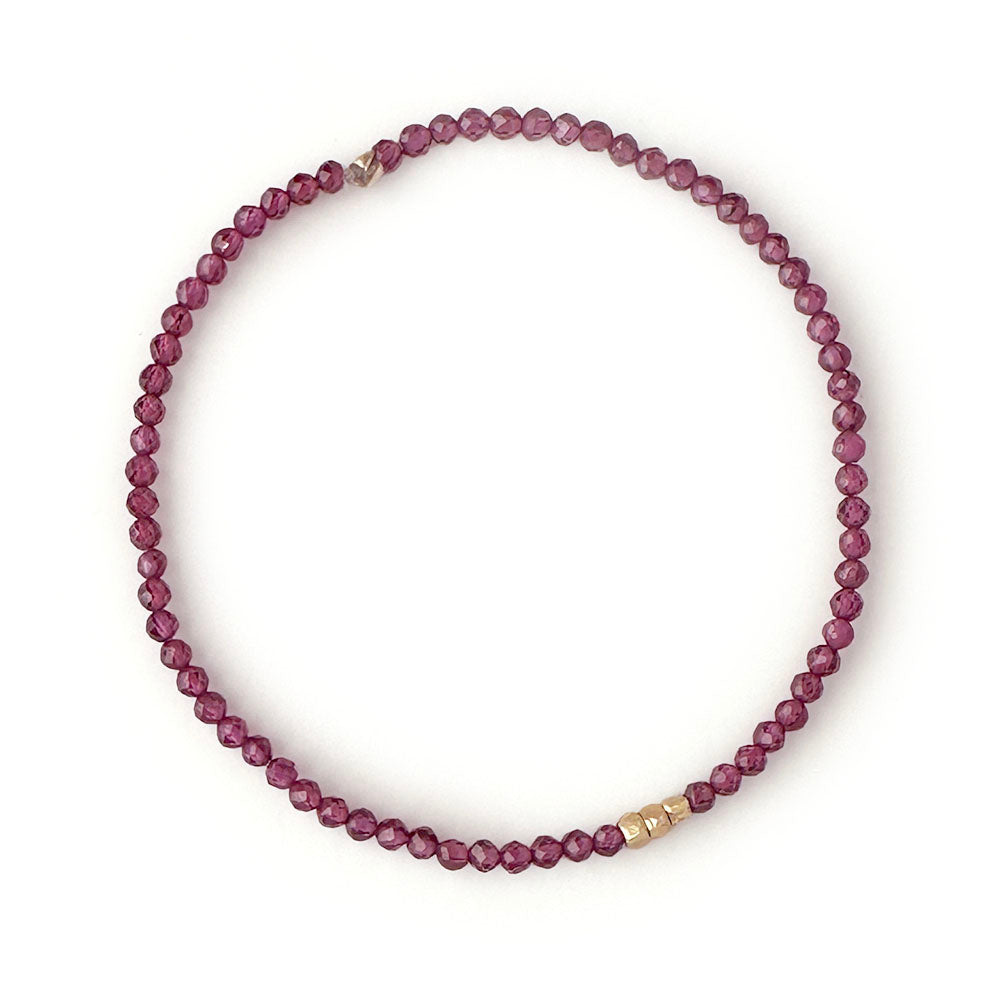 Gemstone Beaded Bracelet with 3 Solid Gold Nugget Beads