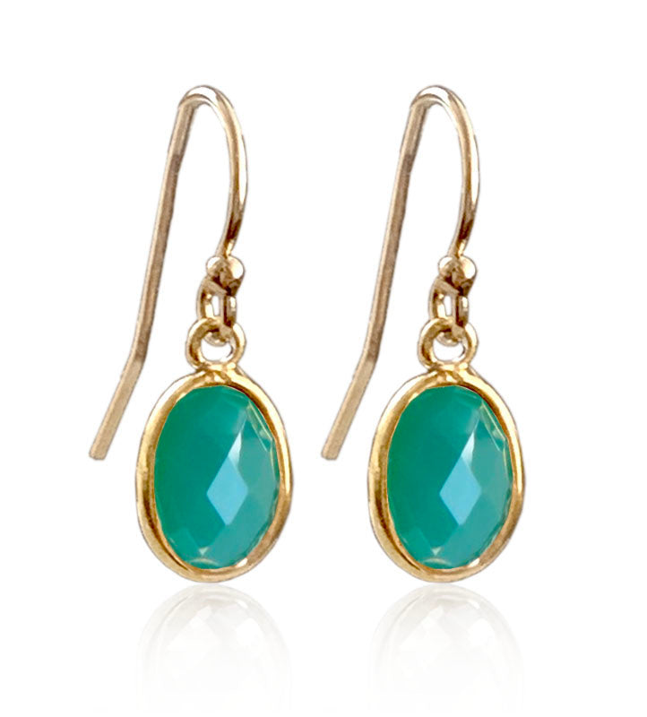 Green onyx drop earrings