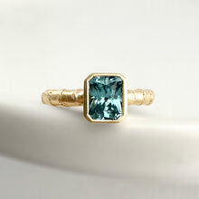 Load image into Gallery viewer, Hebe Twig Ring with Radiant Cut Blue Zircon
