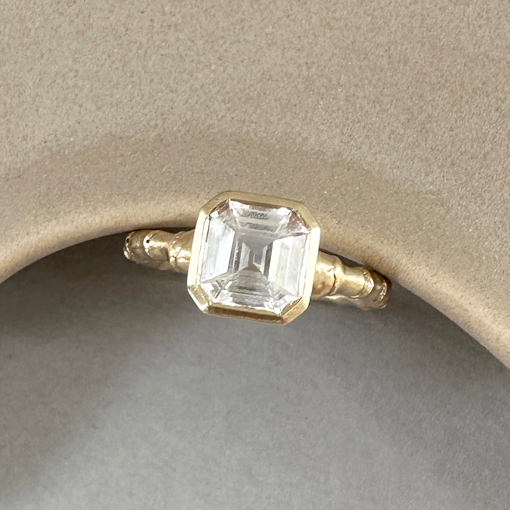 Hebe Twig Ring with Octagon White Sapphire