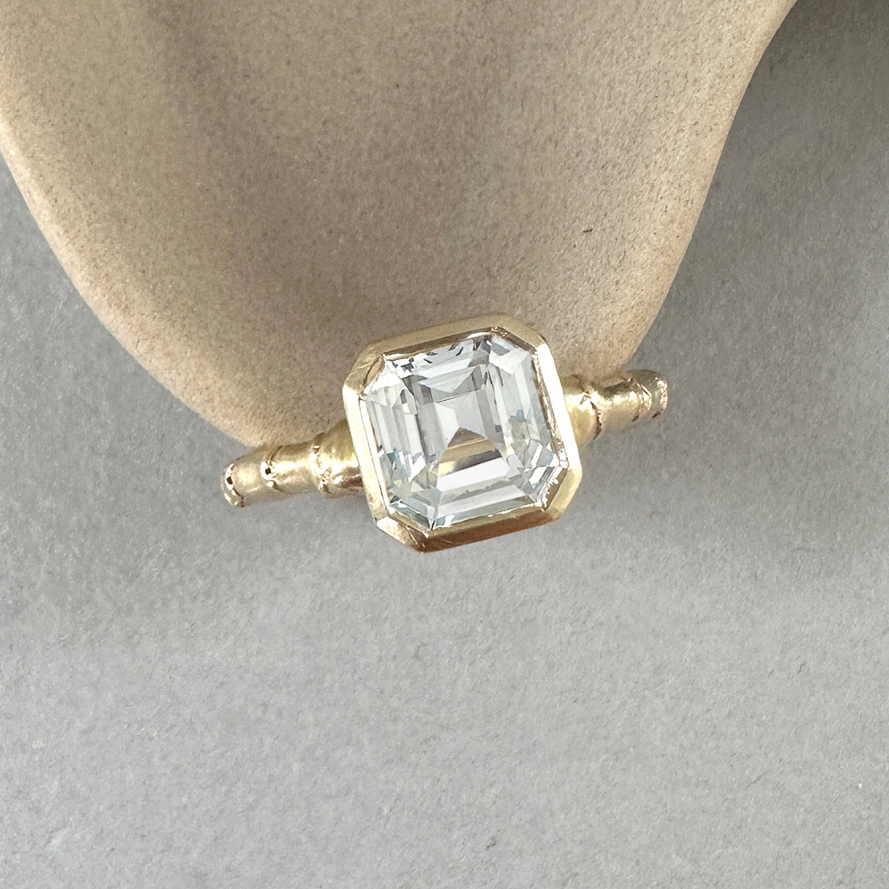 Hebe Twig Ring with Octagon White Sapphire