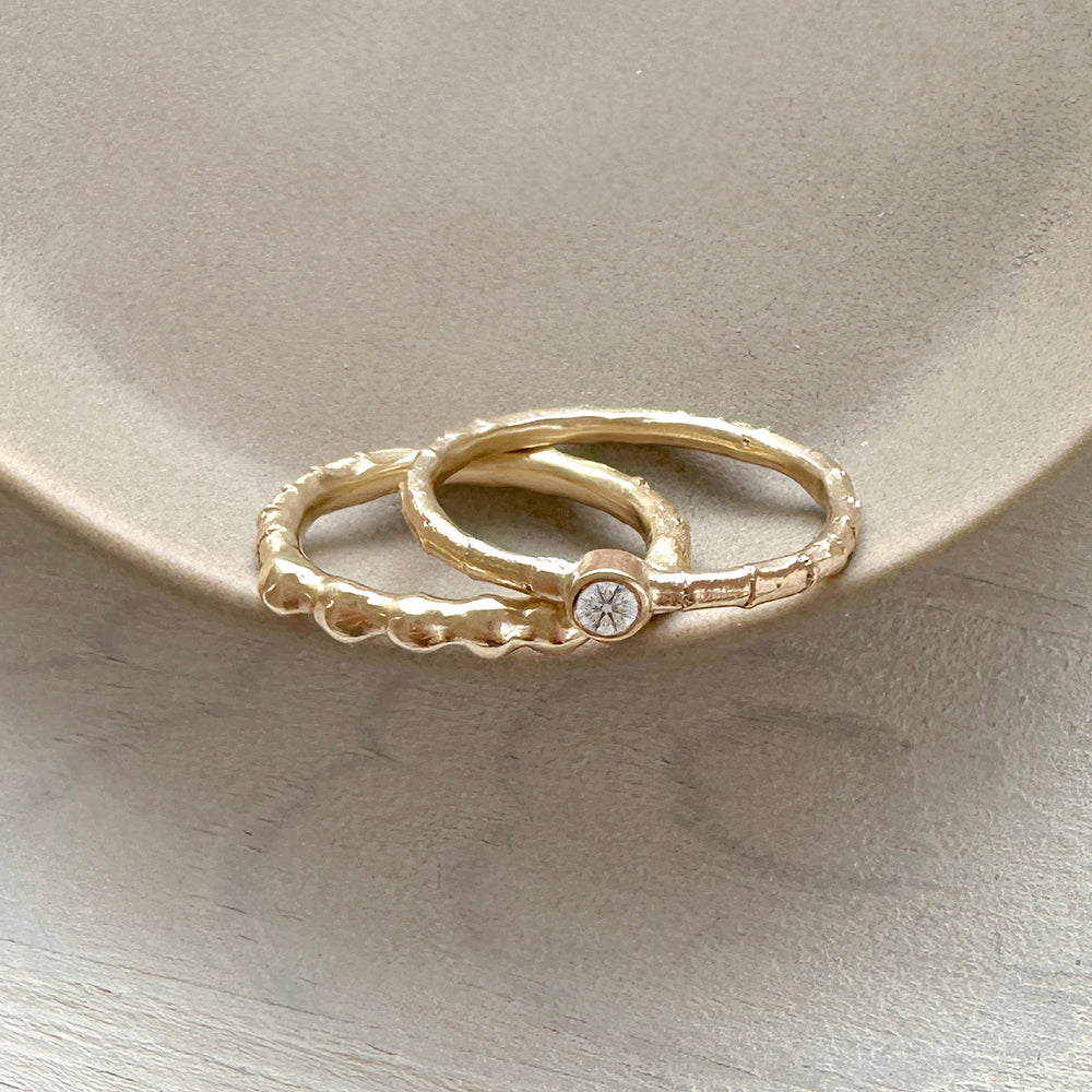 Hebe Twig Beaded Stacking Ring