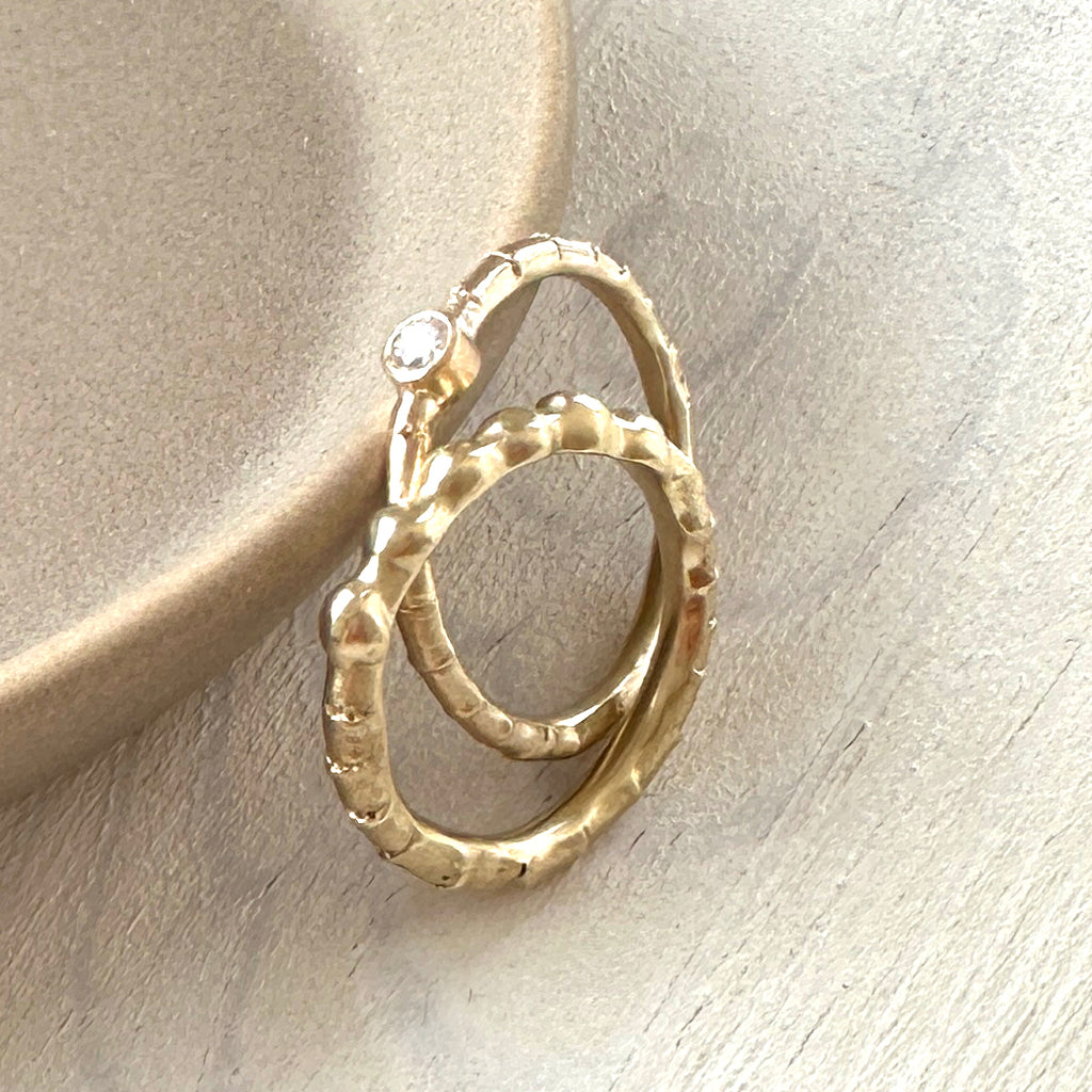 Hebe Twig Beaded Stacking Ring