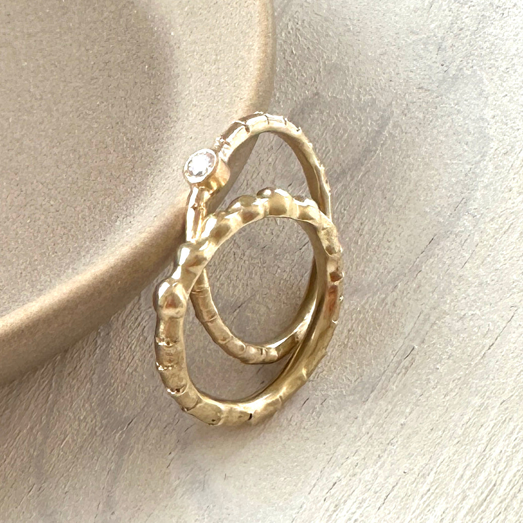 Hebe Twig Beaded Stacking Ring