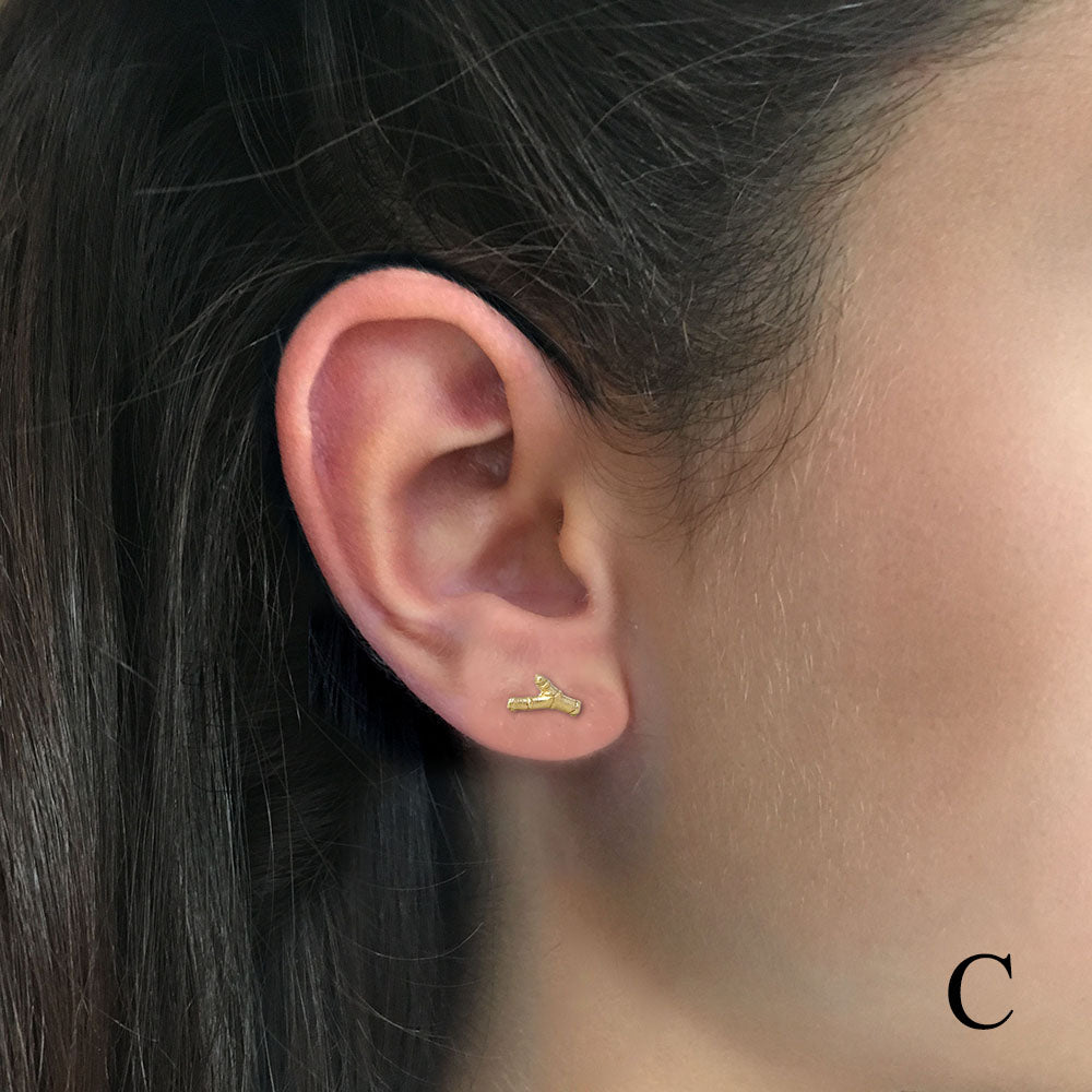 Hebe Twig Ear Studs with Pink Sapphire