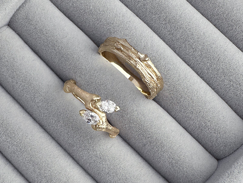 Linden Ring with Marquise Diamonds