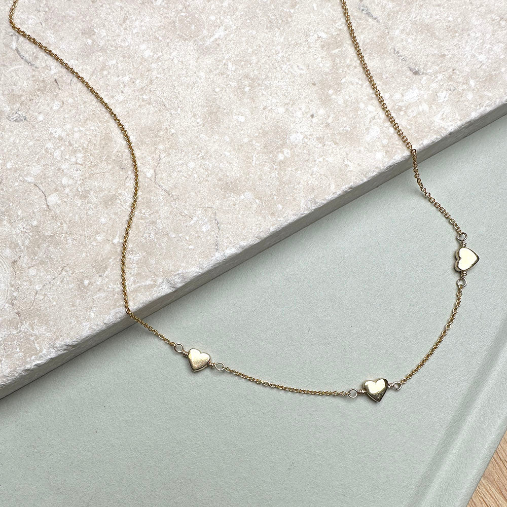Little Heart Necklace in Silver or Yellow Gold Plated Finish