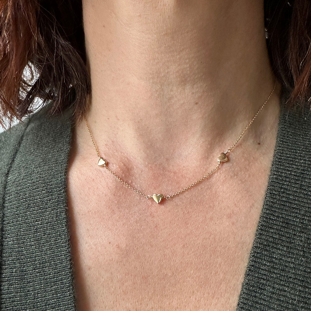 Little Heart Necklace in Silver or Yellow Gold Plated Finish