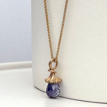 Load image into Gallery viewer, Marigold Twig Drop Necklace with Iolite Drop
