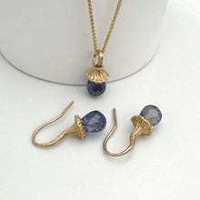 Load image into Gallery viewer, Marigold Twig Drop Necklace with Iolite Drop
